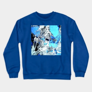 Mata Hari Aqua Block Print Crewneck Sweatshirt